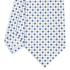CRAVATTA SARTORIALE CLASSICA IN SETA BIANCA Microfantasia fiore