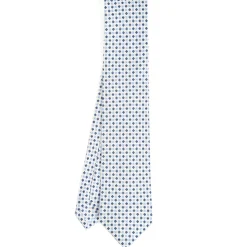 CRAVATTA SARTORIALE CLASSICA IN SETA BIANCA Microfantasia fiore
