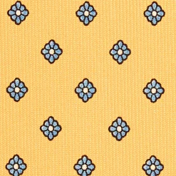 CRAVATTA SARTORIALE CLASSICA IN SETA GIALLA Microfantasia fiore