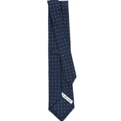 CRAVATTA SARTORIALE CLASSICA IN SETA BLU SCURO Microfantasia fiore