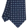 CRAVATTA SARTORIALE CLASSICA IN SETA BLU SCURO Microfantasia fiore
