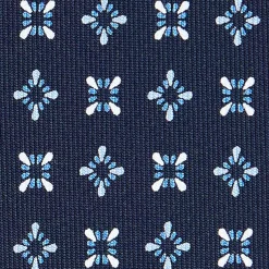 CRAVATTA SARTORIALE CLASSICA IN SETA BLU SCURO Microfantasia fiore
