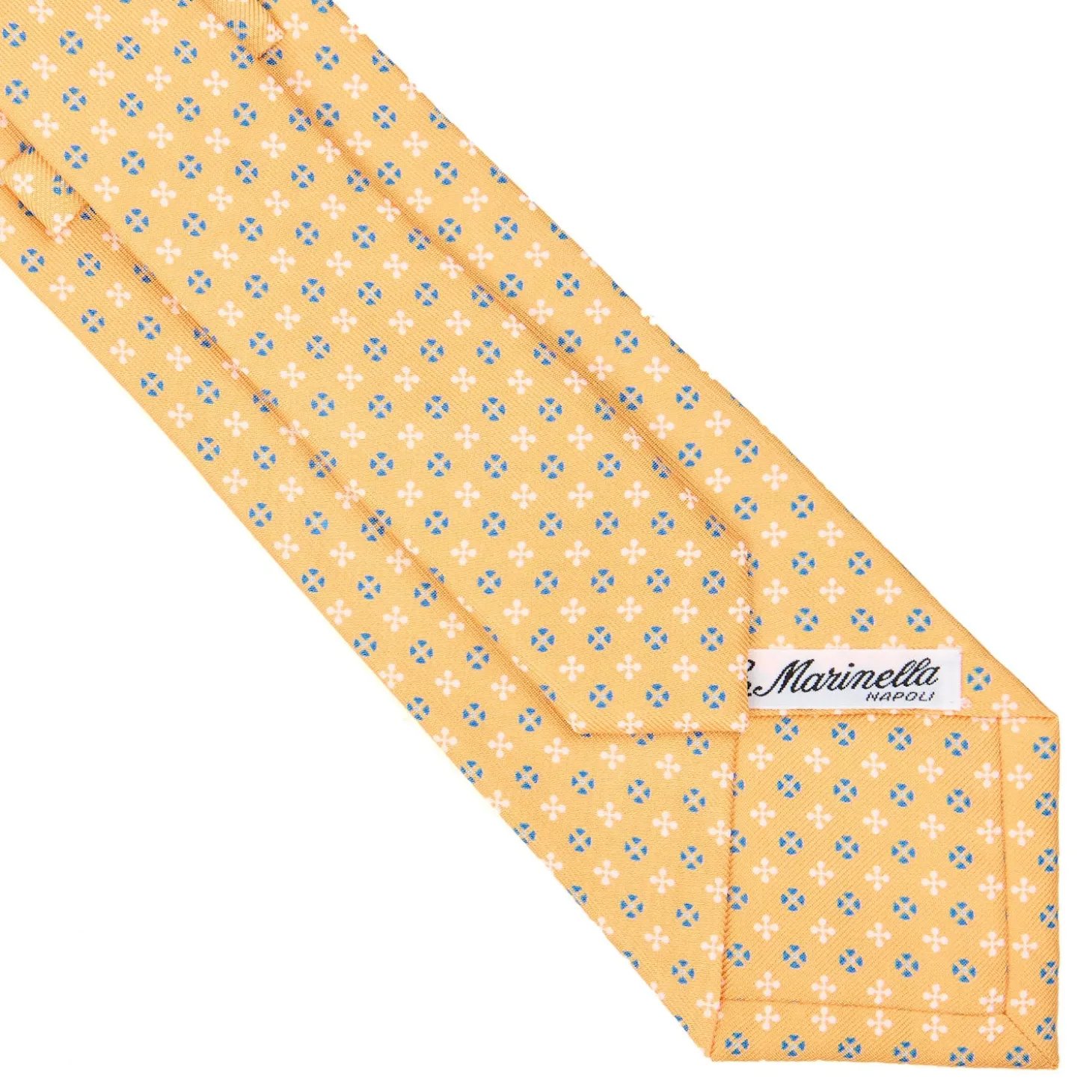 CRAVATTA SARTORIALE CLASSICA IN SETA GIALLA Microfantasia fiore
