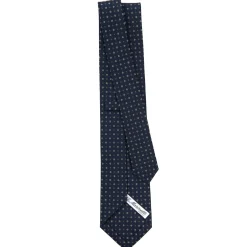 CRAVATTA SARTORIALE CLASSICA IN SETA BLU SCURO Microfantasia fiore