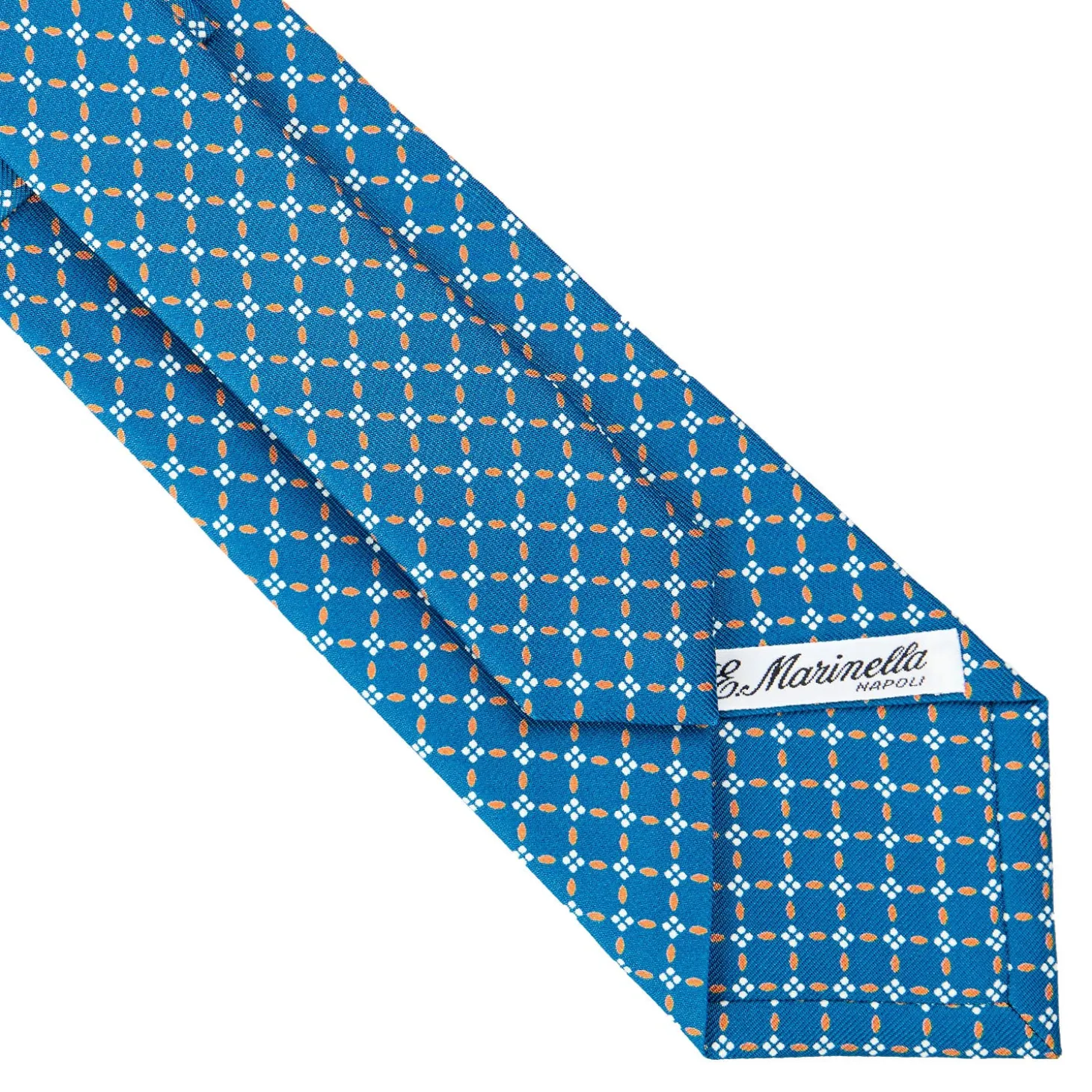 CRAVATTA SARTORIALE CLASSICA IN SETA BLU MEDIO Microfantasia fiore
