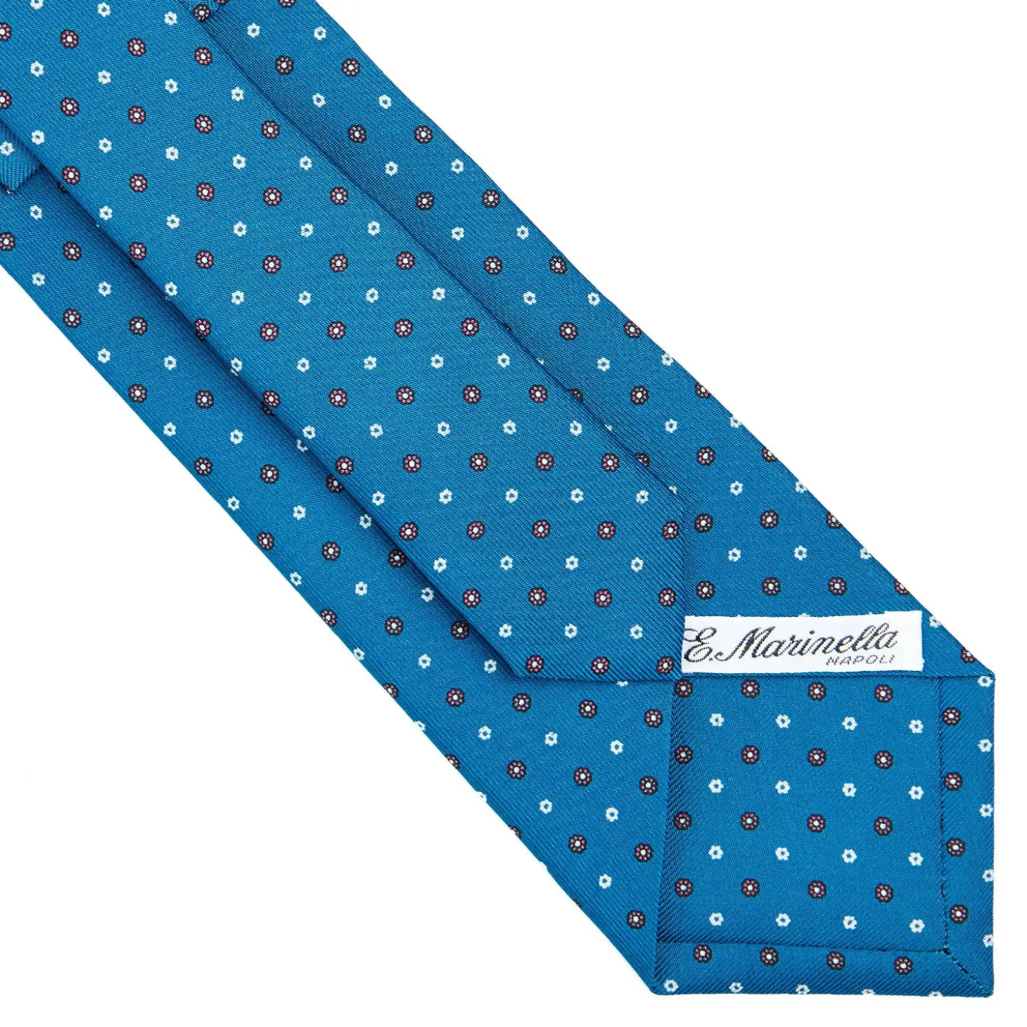 CRAVATTA SARTORIALE CLASSICA IN SETA BLU MEDIO Microfantasia fiore