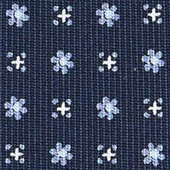 CRAVATTA SARTORIALE CLASSICA IN SETA BLU SCURO Microfantasia fiore