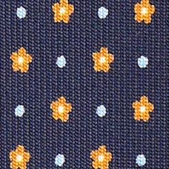 CRAVATTA SARTORIALE CLASSICA IN SETA BLU SCURO Microfantasia fiore