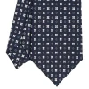 CRAVATTA SARTORIALE CLASSICA IN SETA BLU SCURO Microfantasia fiore