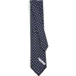CRAVATTA SARTORIALE CLASSICA IN SETA BLU SCURO Microfantasia fiore