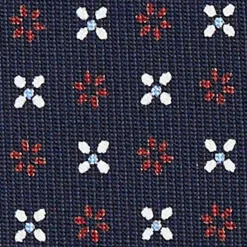 CRAVATTA SARTORIALE CLASSICA IN SETA BLU SCURO Microfantasia fiore