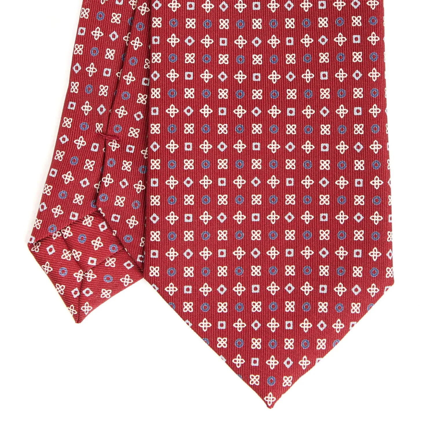 CRAVATTA SARTORIALE CLASSICA IN SETA BORDEAUX Microfantasia fiore