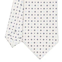 CRAVATTA SARTORIALE CLASSICA IN SETA BIANCA Microfantasia fiore