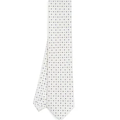 CRAVATTA SARTORIALE CLASSICA IN SETA BIANCA Microfantasia fiore
