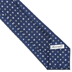 CRAVATTA SARTORIALE CLASSICA IN SETA BLU Microfantasia fiore