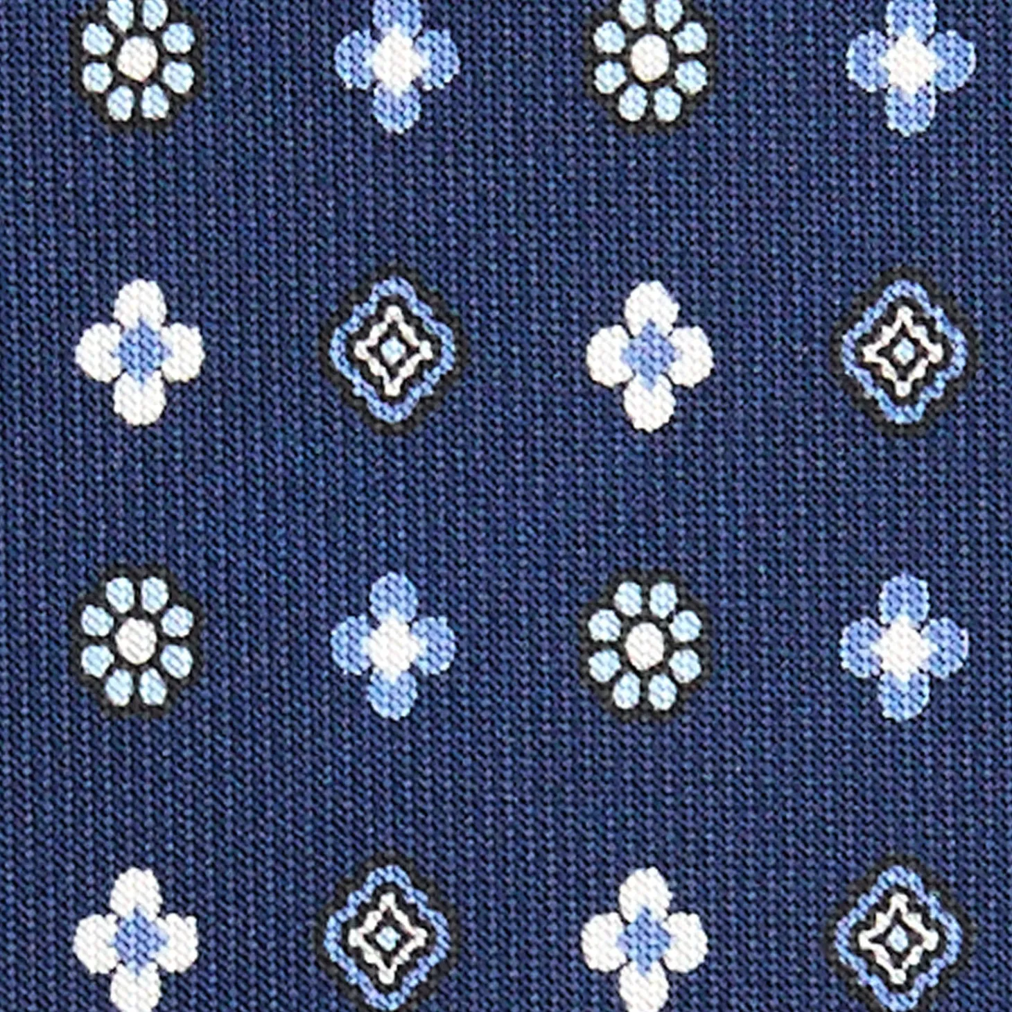 CRAVATTA SARTORIALE CLASSICA IN SETA BLU Microfantasia fiore