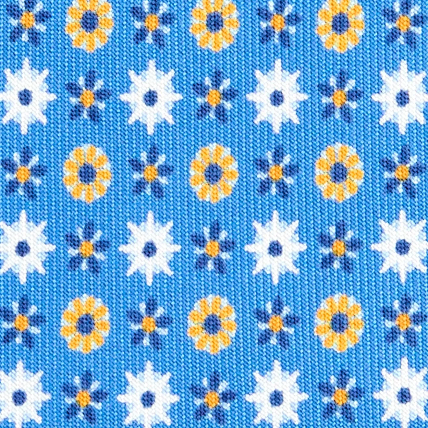 CRAVATTA SARTORIALE CLASSICA IN SETA AZZURRA Microfantasia fiore