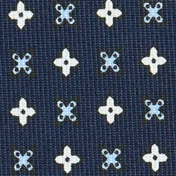CRAVATTA SARTORIALE CLASSICA IN SETA BLU SCURO Microfantasia fiore