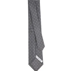 CRAVATTA SARTORIALE CLASSICA IN SETA GRIGIO SCURO Microfantasia fiore