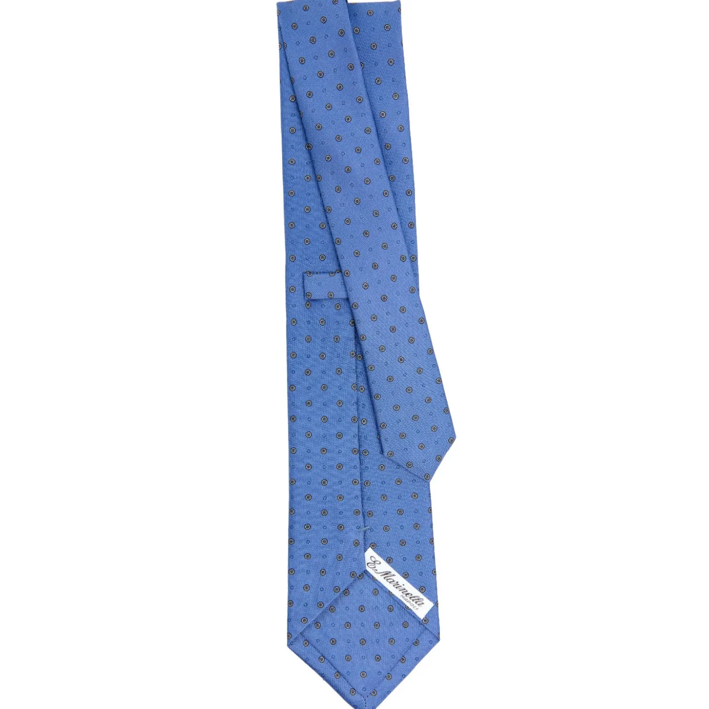 CRAVATTA SARTORIALE CLASSICA IN SETA AZZURRO POLVERE Microfantasia fiore