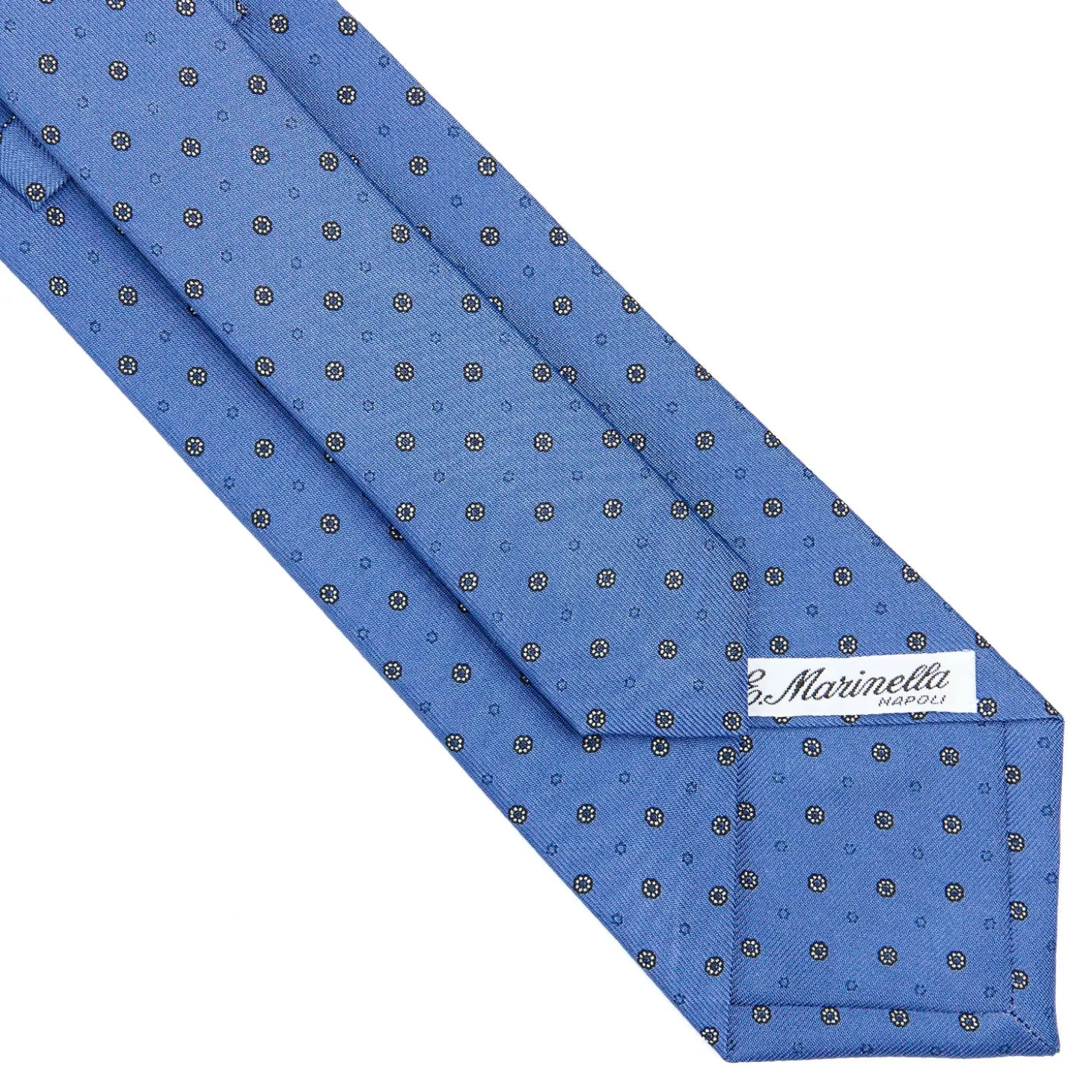 CRAVATTA SARTORIALE CLASSICA IN SETA AZZURRO POLVERE Microfantasia fiore