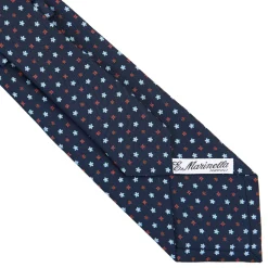 CRAVATTA SARTORIALE CLASSICA IN SETA BLU SCURO Microfantasia fiore
