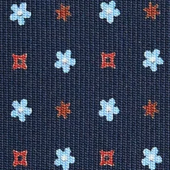 CRAVATTA SARTORIALE CLASSICA IN SETA BLU SCURO Microfantasia fiore