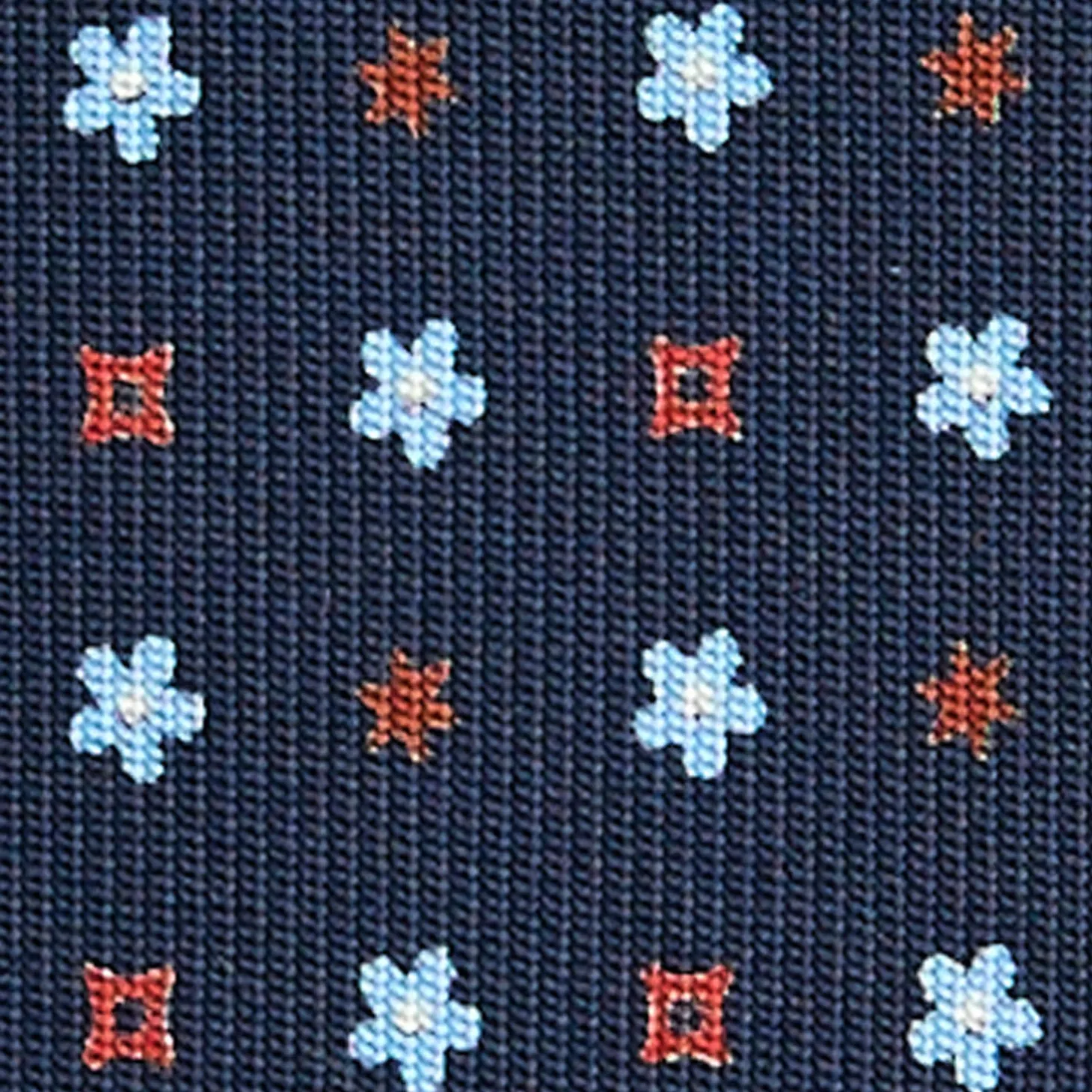 CRAVATTA SARTORIALE CLASSICA IN SETA BLU SCURO Microfantasia fiore