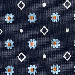 CRAVATTA SARTORIALE CLASSICA IN SETA BLU SCURO Microfantasia fiore
