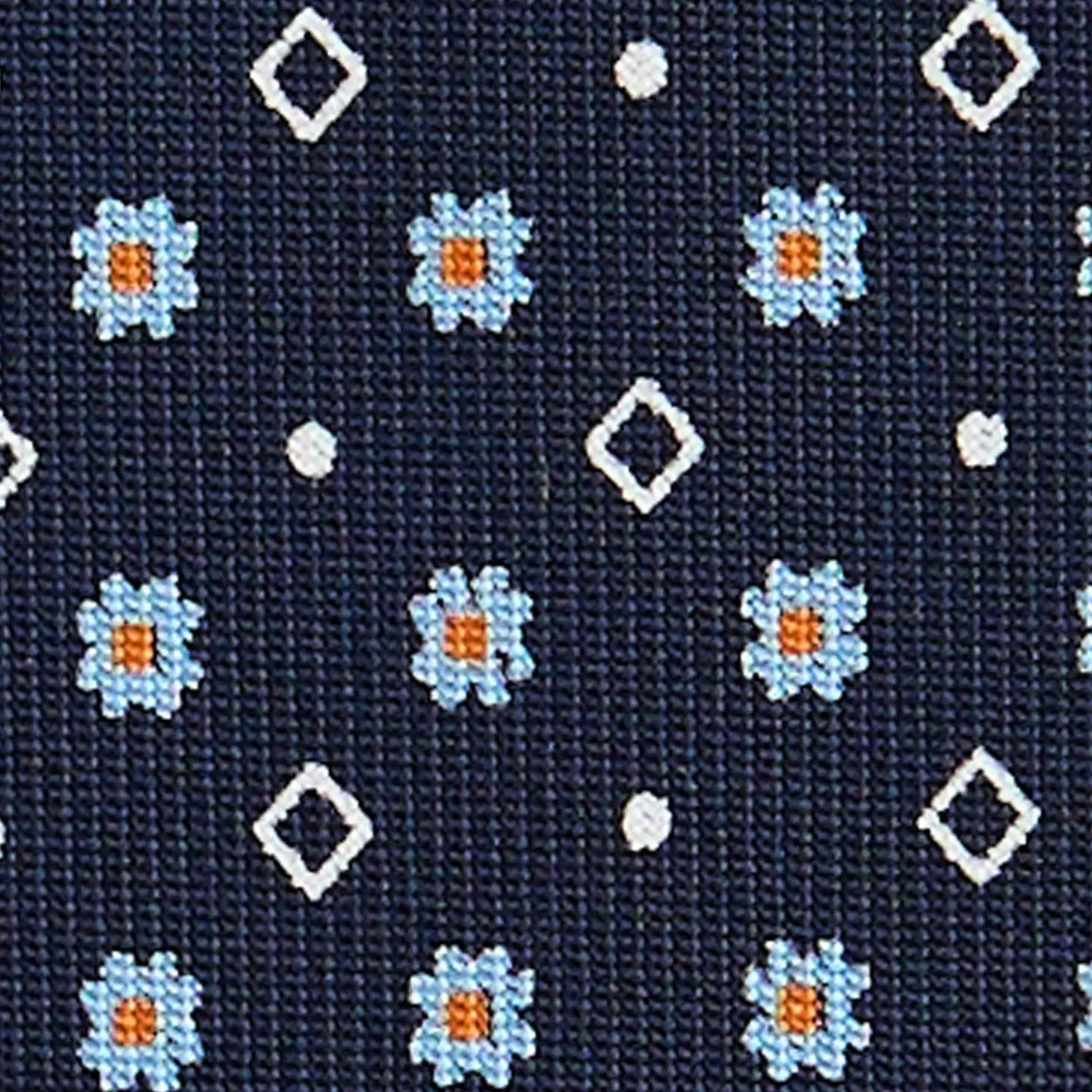 CRAVATTA SARTORIALE CLASSICA IN SETA BLU SCURO Microfantasia fiore