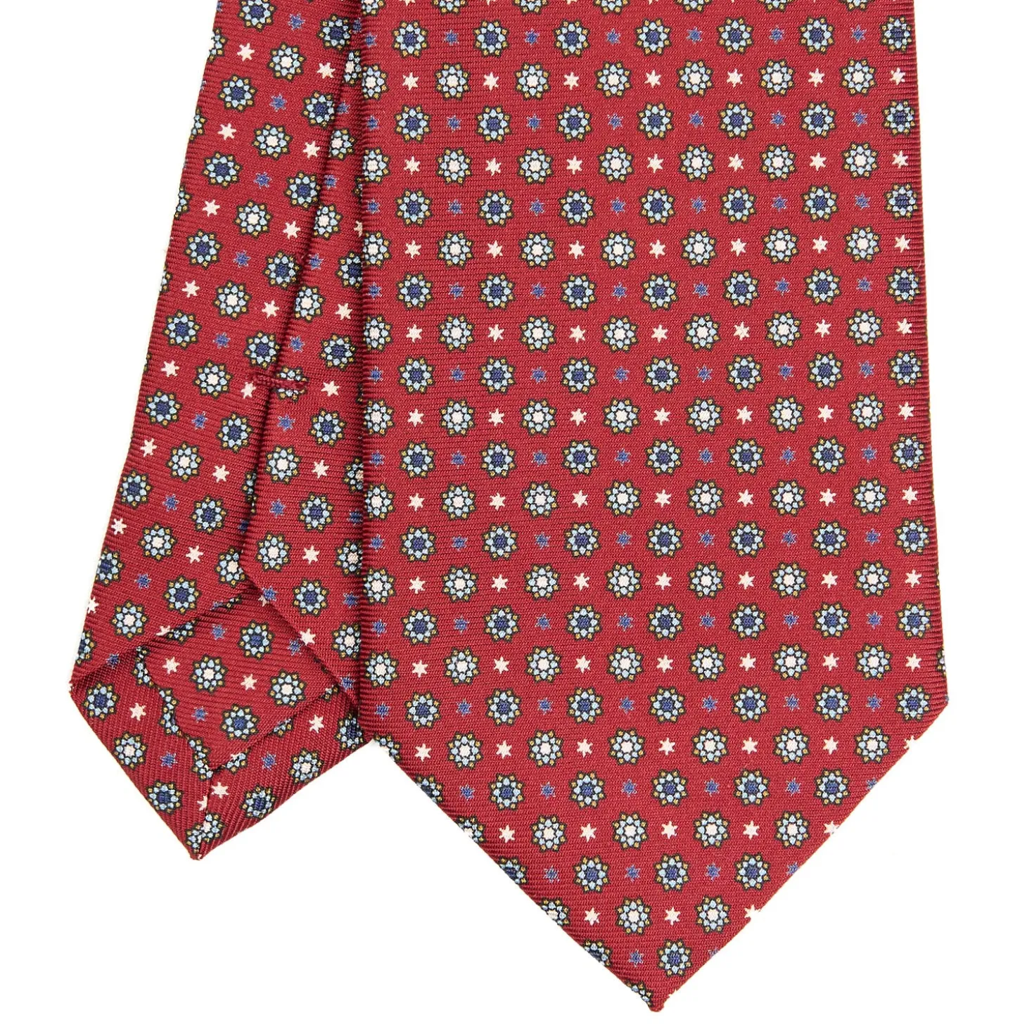 CRAVATTA SARTORIALE CLASSICA IN SETA BORDEAUX Microfantasia fiore
