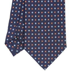 CRAVATTA SARTORIALE CLASSICA IN SETA BLU SCURO Microfantasia fiore