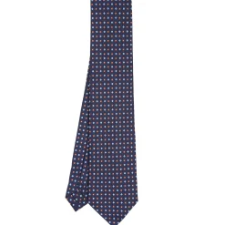 CRAVATTA SARTORIALE CLASSICA IN SETA BLU SCURO Microfantasia fiore