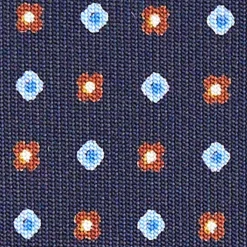 CRAVATTA SARTORIALE CLASSICA IN SETA BLU SCURO Microfantasia fiore