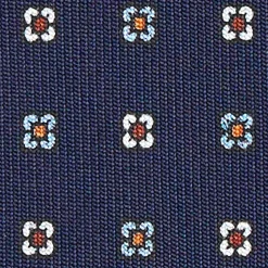 CRAVATTA SARTORIALE CLASSICA IN SETA BLU SCURO Microfantasia fiore