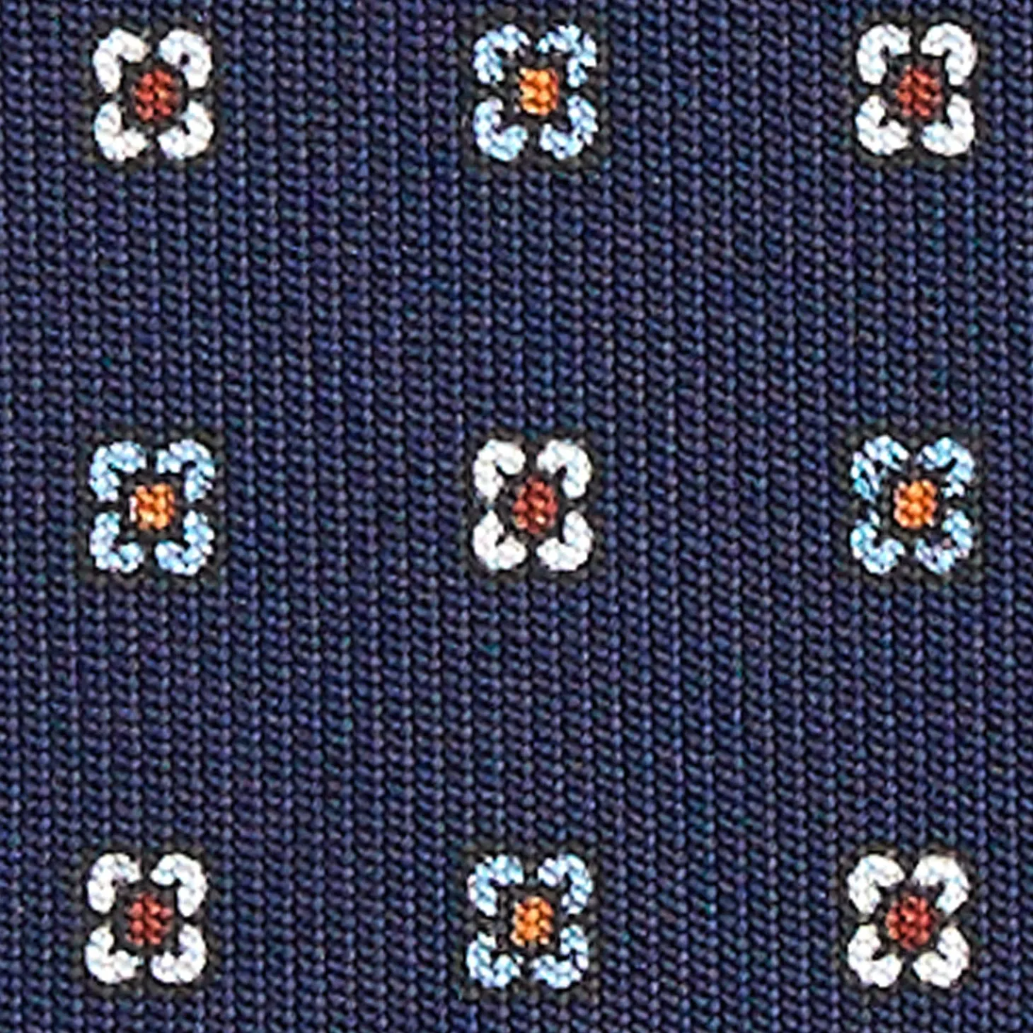 CRAVATTA SARTORIALE CLASSICA IN SETA BLU SCURO Microfantasia fiore