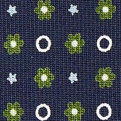 CRAVATTA SARTORIALE CLASSICA IN SETA BLU SCURO Microfantasia fiore