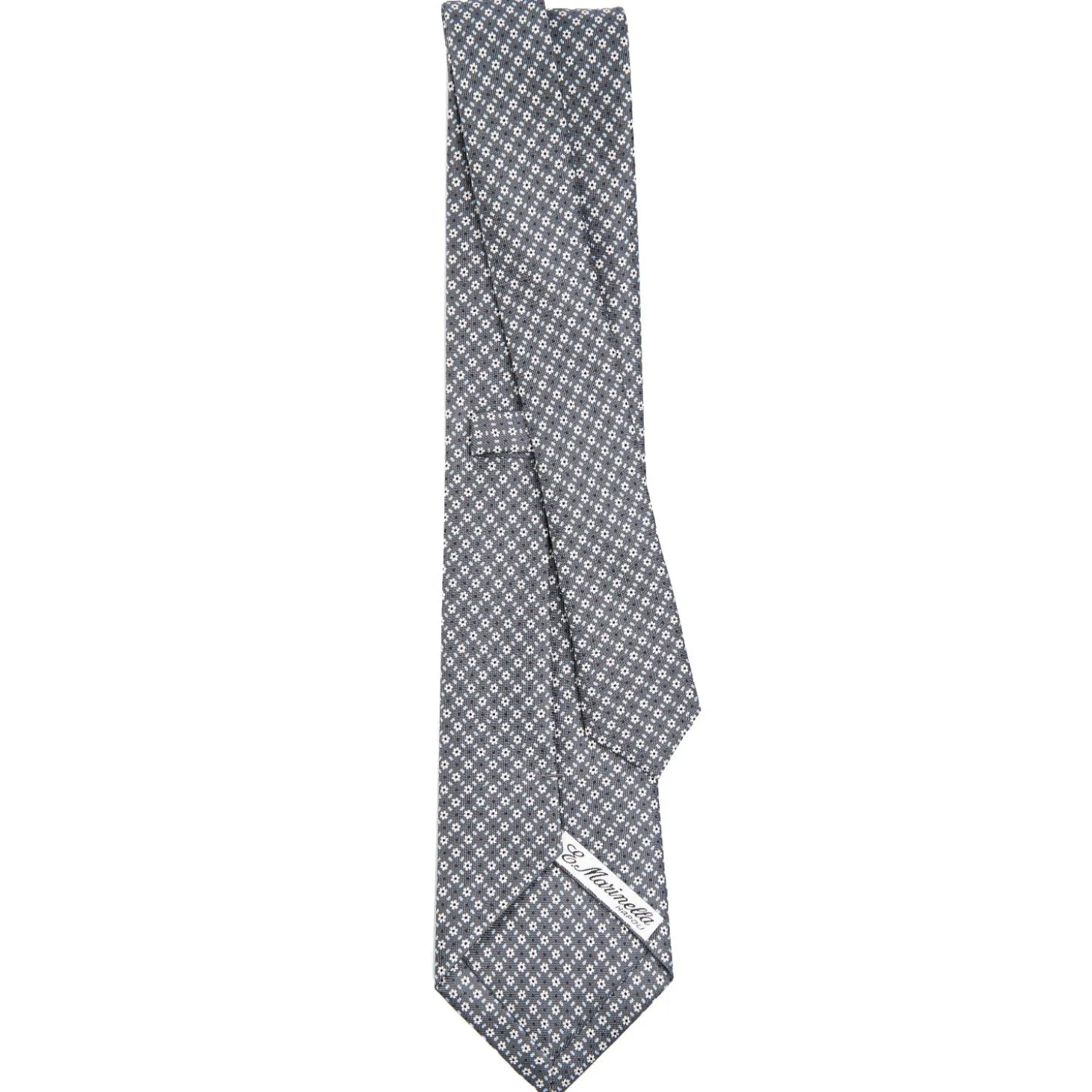 CRAVATTA SARTORIALE CLASSICA IN SETA GRIGIO SCURO Microfantasia fiore