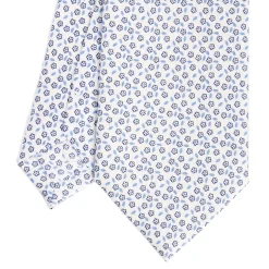 CRAVATTA SARTORIALE CLASSICA IN SETA BIANCA Microfantasia fiore