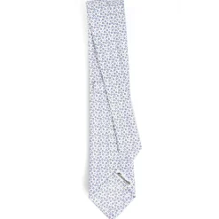 CRAVATTA SARTORIALE CLASSICA IN SETA BIANCA Microfantasia fiore