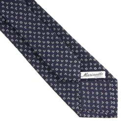 CRAVATTA SARTORIALE CLASSICA IN SETA BLU SCURO Microfantasia fiore