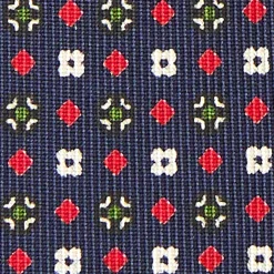 CRAVATTA SARTORIALE CLASSICA IN SETA BLU SCURO Microfantasia fiore