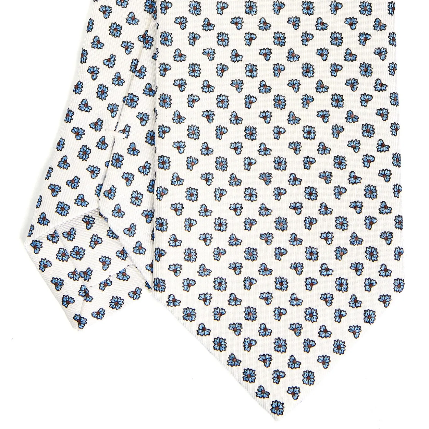 CRAVATTA SARTORIALE CLASSICA IN SETA BIANCA Microfantasia fiore