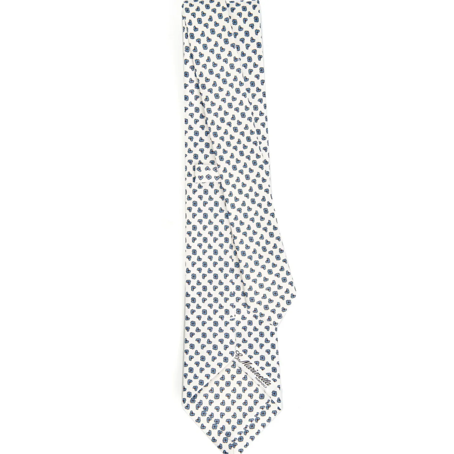 CRAVATTA SARTORIALE CLASSICA IN SETA BIANCA Microfantasia fiore