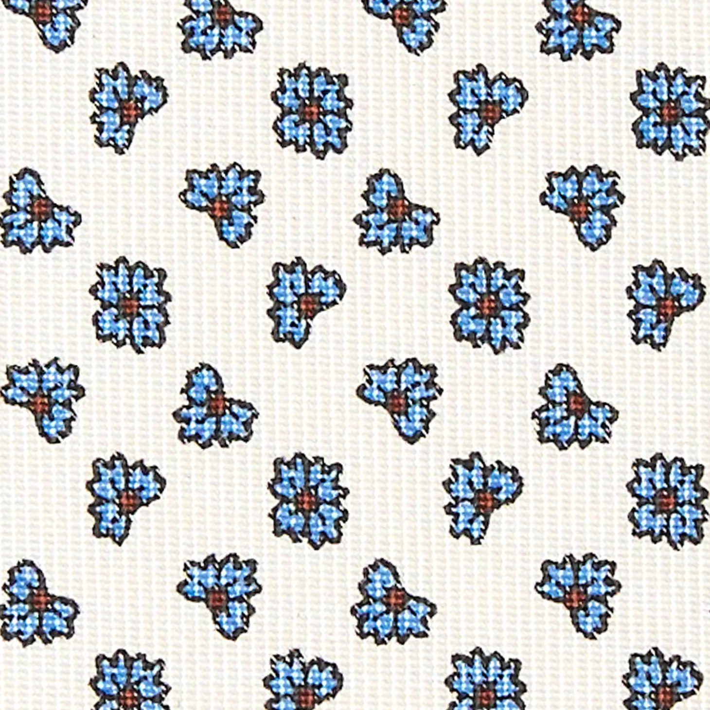 CRAVATTA SARTORIALE CLASSICA IN SETA BIANCA Microfantasia fiore