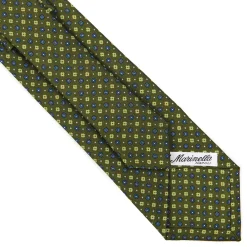 CRAVATTA SARTORIALE CLASSICA IN SETA VERDE OLIVA Microfantasia fiore