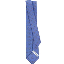 CRAVATTA SARTORIALE CLASSICA IN SETA AZZURRO POLVERE Microfantasia fiore