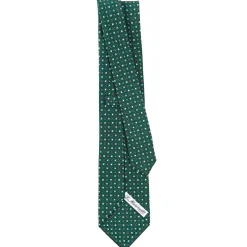 CRAVATTA SARTORIALE CLASSICA IN SETA VERDE OLIVA Microfantasia fiore