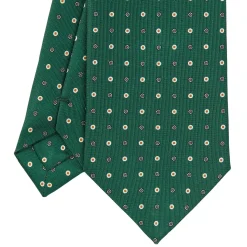 CRAVATTA SARTORIALE CLASSICA IN SETA VERDE OLIVA Microfantasia fiore