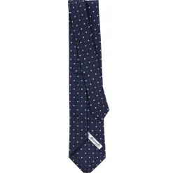 CRAVATTA SARTORIALE CLASSICA IN SETA BLU SCURO Microfantasia fiore